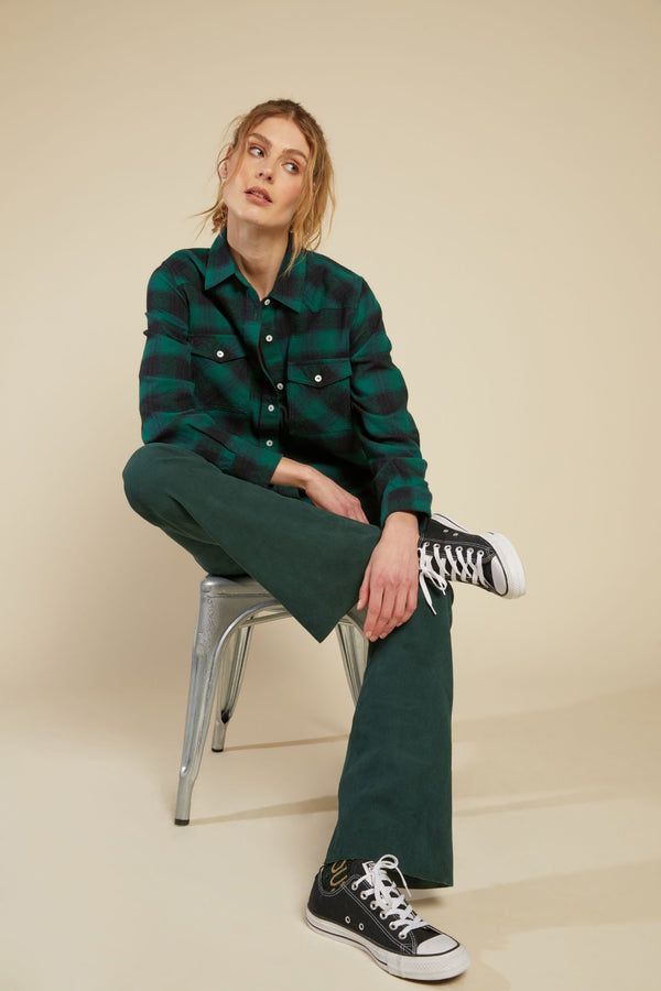 Line Of Oslo Jackie Check Shirt Blouse Green 053