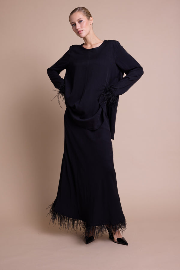 Line Of Oslo Josefine Feather Skjørt Skirt Black 097