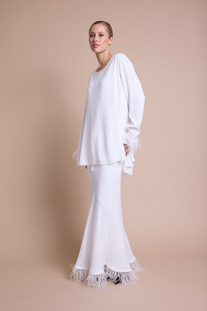Line Of Oslo Line of Oslo Josefine Feather Skirt Skirt Creme 091