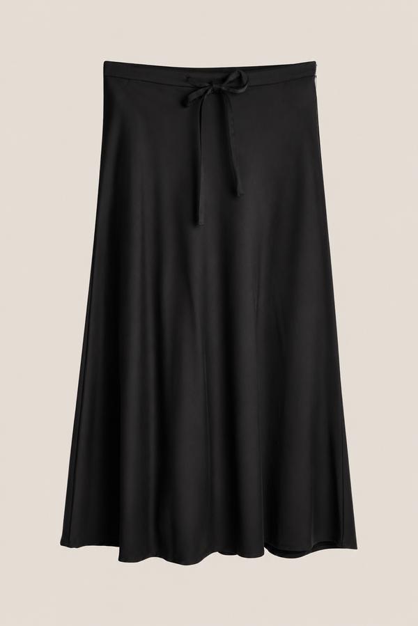 Line Of Oslo Josefine Satin Skjørt Skirt Black 097