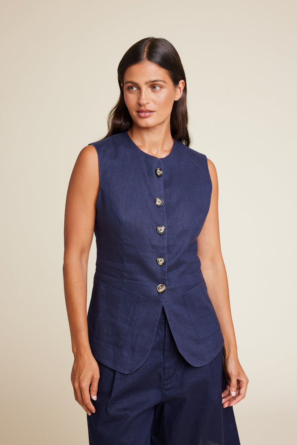 Line Of Oslo Julianne Vest Vest Blue 066