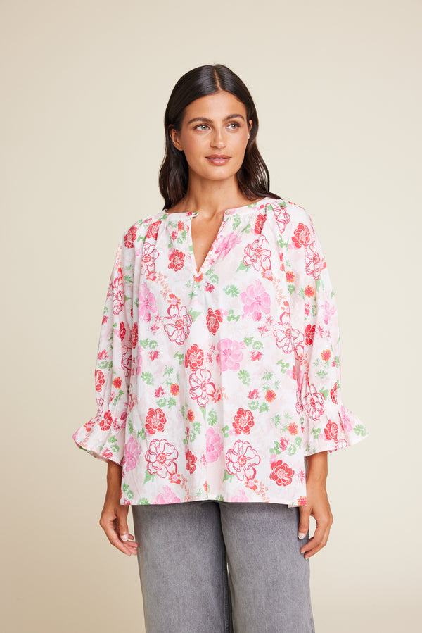 Line Of Oslo Ladd Flower Blouse Top Pink 002