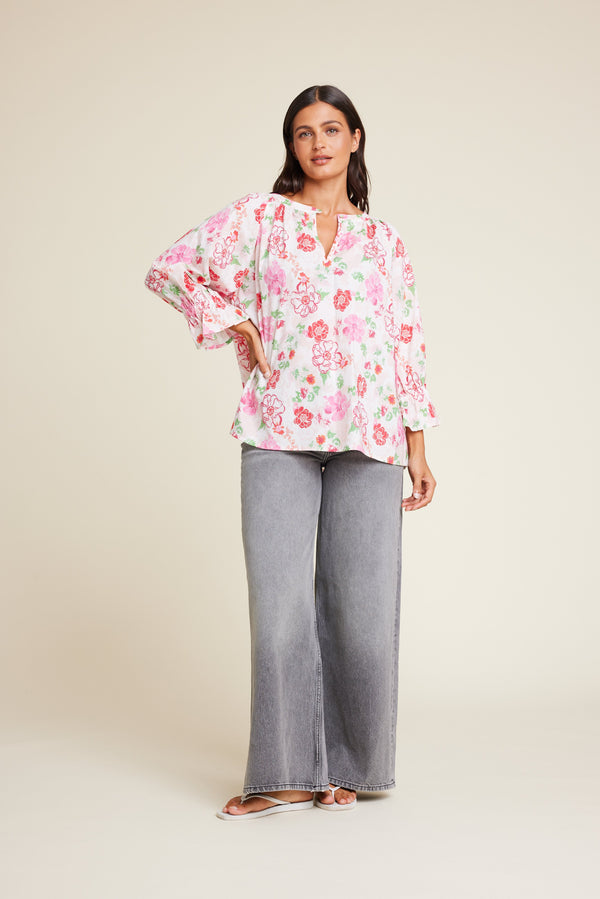 Line Of Oslo Ladd Flower Blouse Top Pink 002
