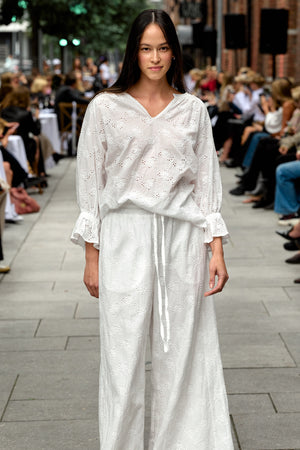 Line Of Oslo Ladd Lace Blouse Top White 001