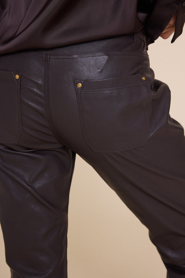 Line Of Oslo Las Vegas Leather Leather pant Brown 063