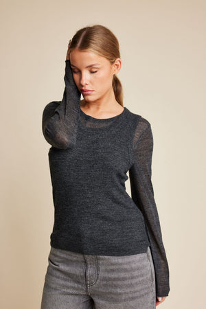 Line Of Oslo Lisa Wool Knitted Longsleeve Knitted sweaters Antracite 004