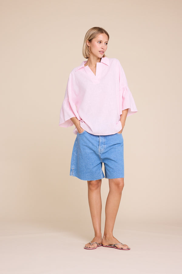 Line Of Oslo Lisa Linen Blouse Blouse Pink 002