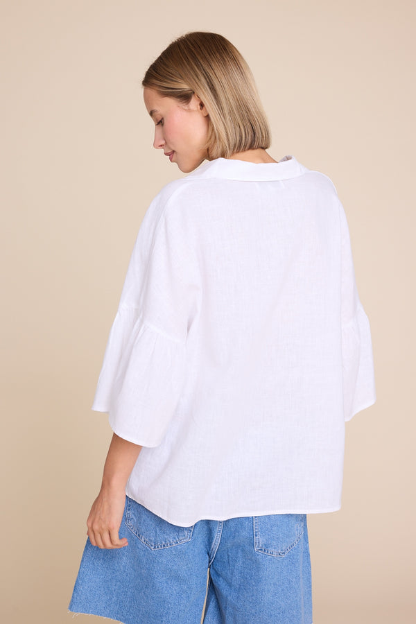 Line Of Oslo Lisa Linen Blouse Blouse White 001