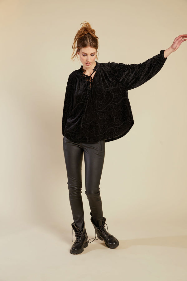 Line Of Oslo Loren Velvet Blouse Blouse As is 136