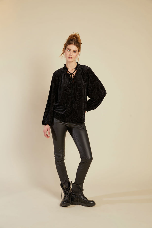 Line Of Oslo Loren Velvet Blouse Blouse As is 136