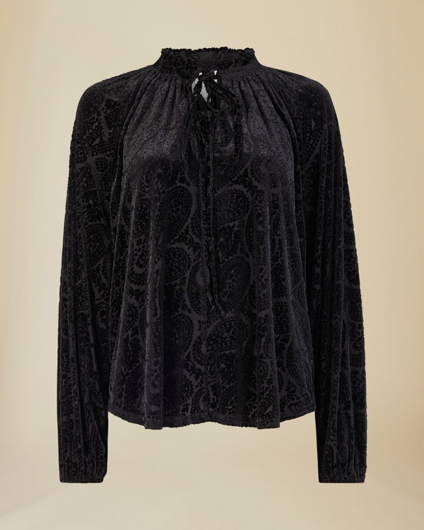 Line Of Oslo Loren Velvet Blouse Blouse As is 136