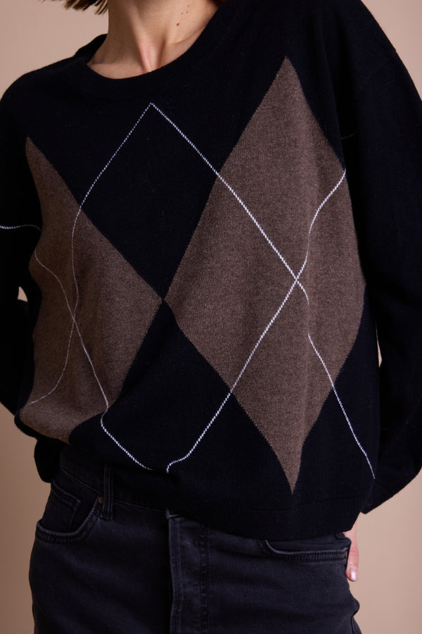Line Of Oslo Luca Jacquard Genser  Black/Brown/Creme 200