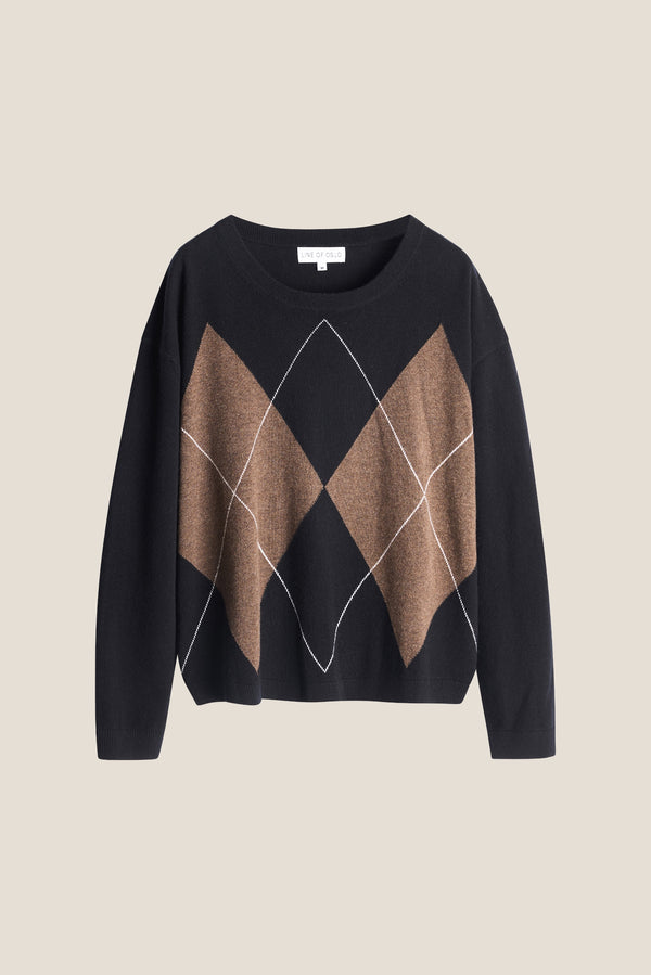 Line Of Oslo Luca Jacquard Genser  Black/Brown/Creme 200