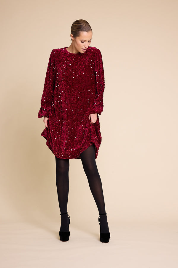 Line Of Oslo Luna Sequins Dress Dress Red 009