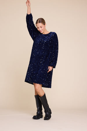 Line Of Oslo Luna Sequins Dress Dress Blue 066