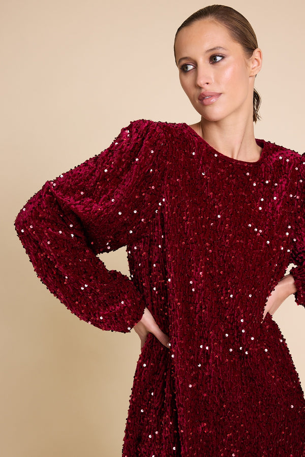 Line Of Oslo Luna Sequins Dress Dress Red 009