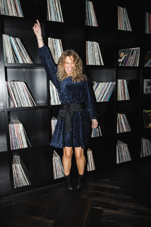 Line Of Oslo Luna Sequins Dress Dress Blue 066