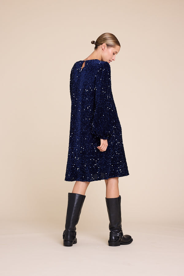 Line Of Oslo Luna Sequins Dress Dress Blue 066