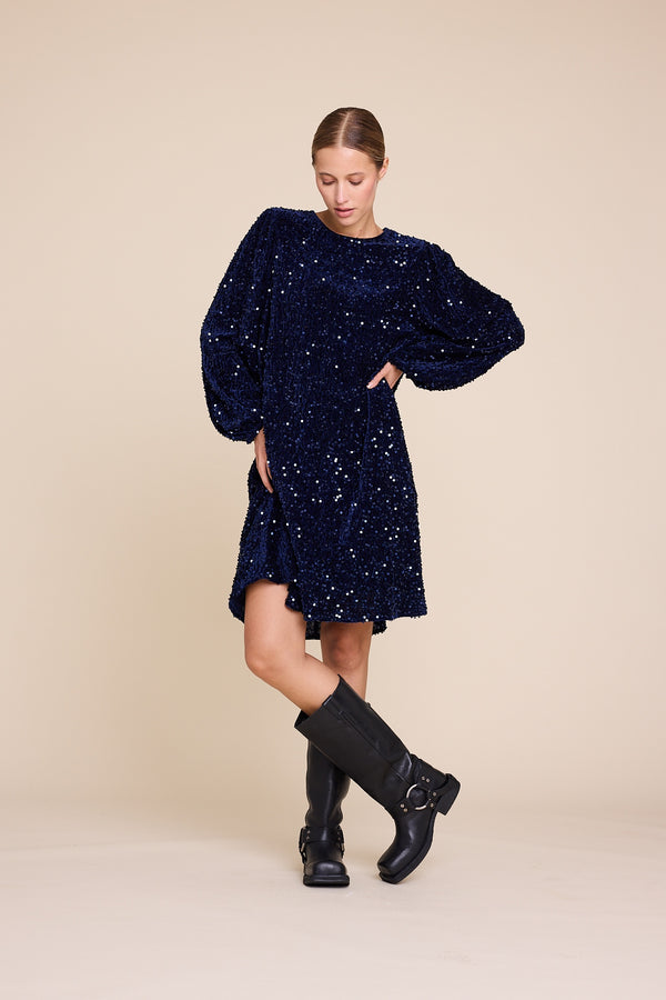 Line Of Oslo Luna Sequins Dress Dress Blue 066