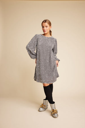 Line Of Oslo Luna Sequins Dress Dress Grey 005