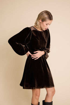 Line Of Oslo Luna Velvet Dress Dress Brown 063