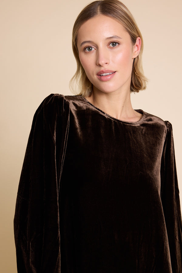 Line Of Oslo Luna Velvet Dress Dress Brown 063