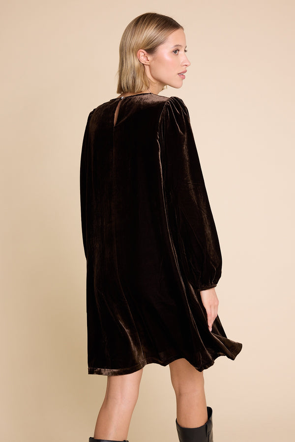 Line Of Oslo Luna Velvet Dress Dress Brown 063