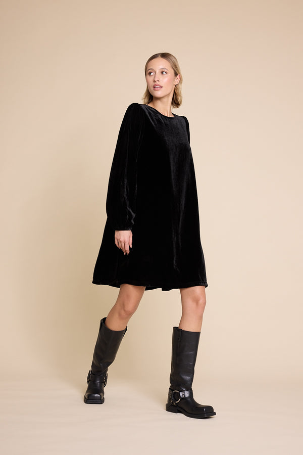 Line Of Oslo Luna Velvet Dress Dress Black 097