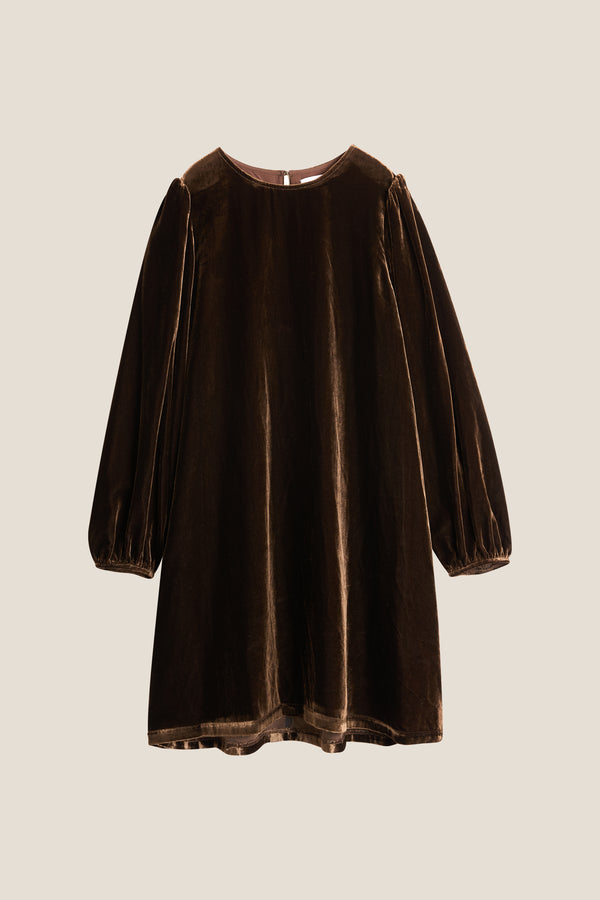 Line Of Oslo Luna Velvet Dress Dress Brown 063