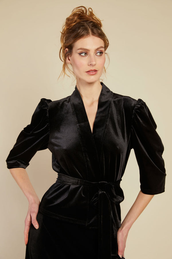 Line Of Oslo Madison Velvet Blouse Blouse Black 097