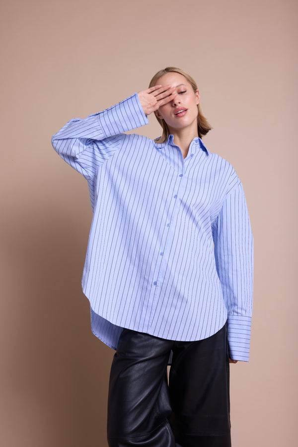 Line Of Oslo Man Skjorte Blouse Blue 066
