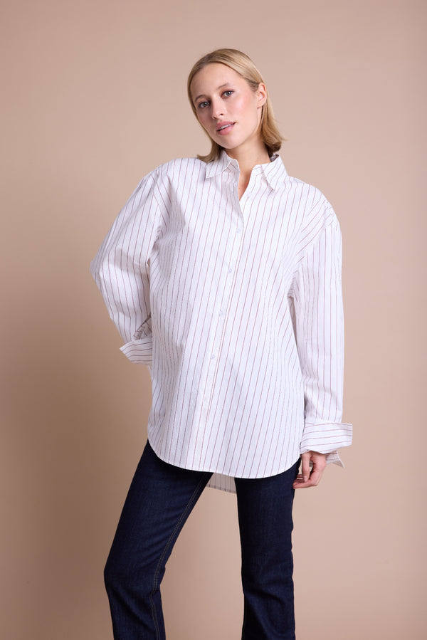 Line Of Oslo Man Skjorte Blouse White w/red