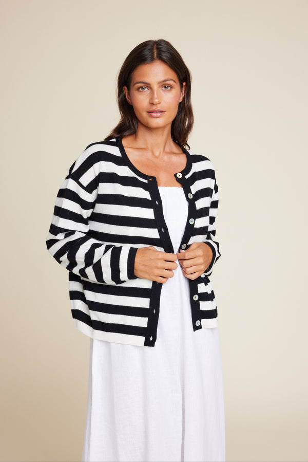 Line Of Oslo Meryl Cardigan Knitwear Stripe 100