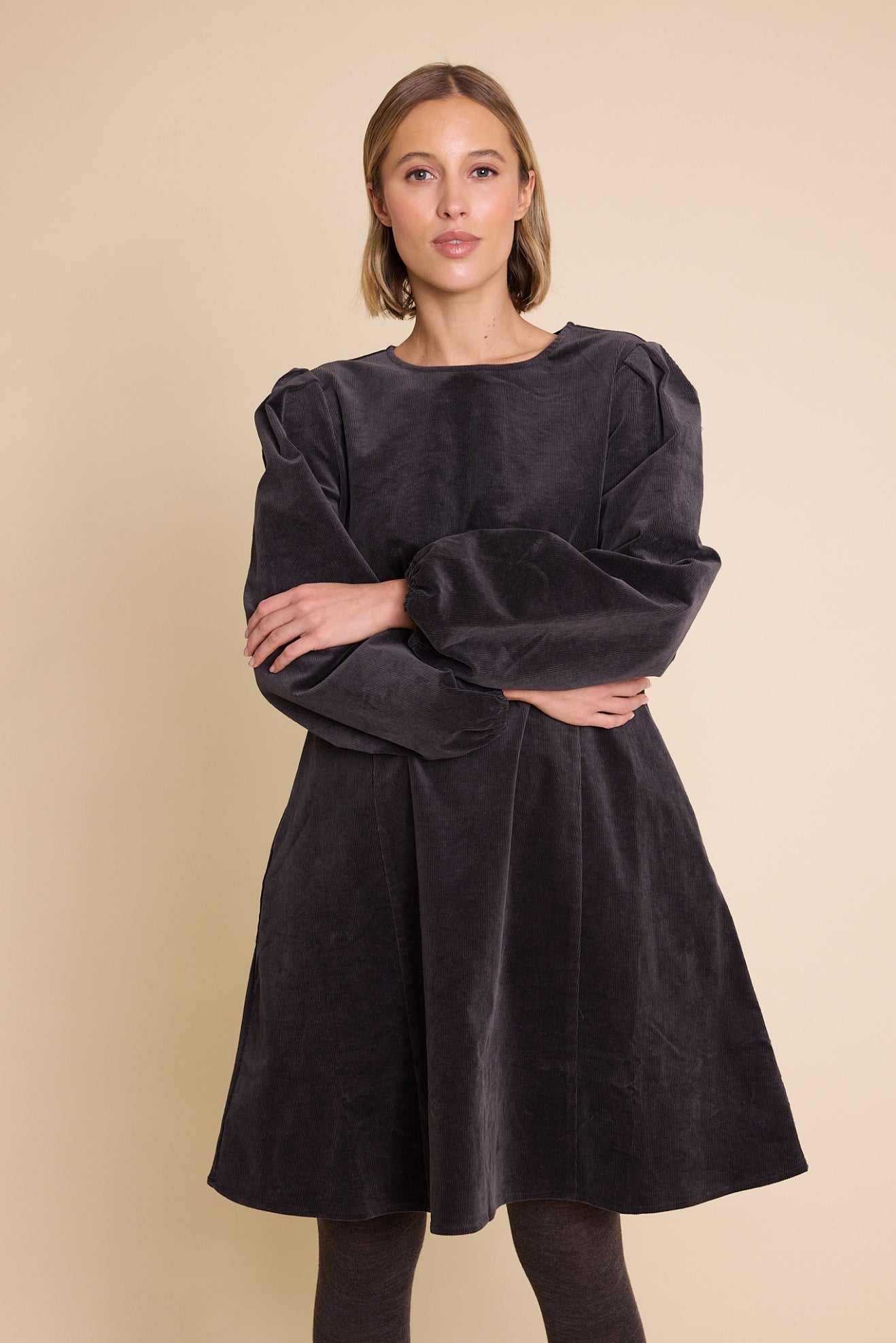 cord a line dress Corduroy Dress, Green Corduroy Midi Dress, A Line Dress, Corduroy Dress With Lace, Long Sleeve Dress, Spring Autumn Dress, Party Dress C4464