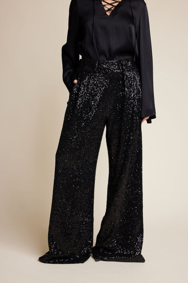 Line Of Oslo Mister Sequins Trousers Trouser Black 097