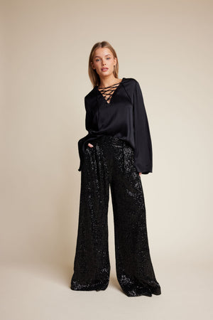 Line Of Oslo Mister Sequins Trousers Trouser Black 097