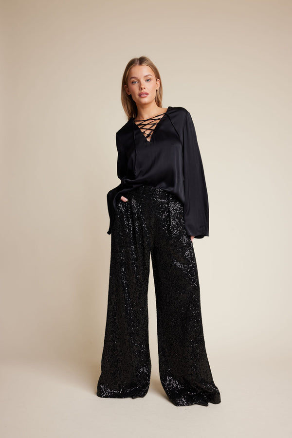 Line Of Oslo Mister Sequins Trousers Trouser Black 097