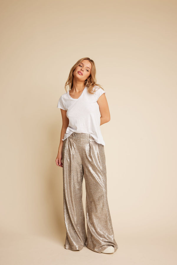 Line Of Oslo Mister Sequins Trousers Trousers Gold