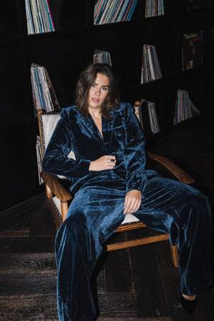 Line Of Oslo Mister Velvet Trousers Trouser Blue 066