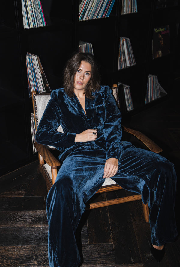 Line Of Oslo Mister Velvet Trousers Trouser Blue 066