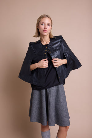 Line Of Oslo Moss Cape Jacket Black 097