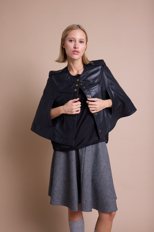 Line Of Oslo Moss Cape Jacket Black 097