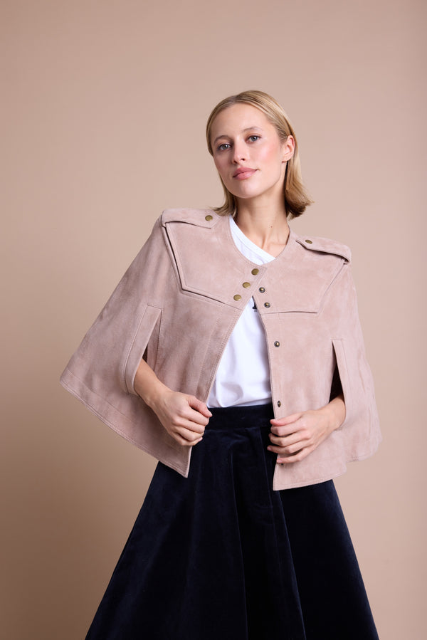 Line Of Oslo Moss Semsket Cape Jacket Camel 061