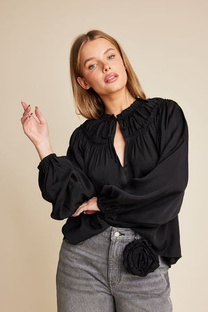 Line Of Oslo Mother Satin Blouse Blouse Black 097