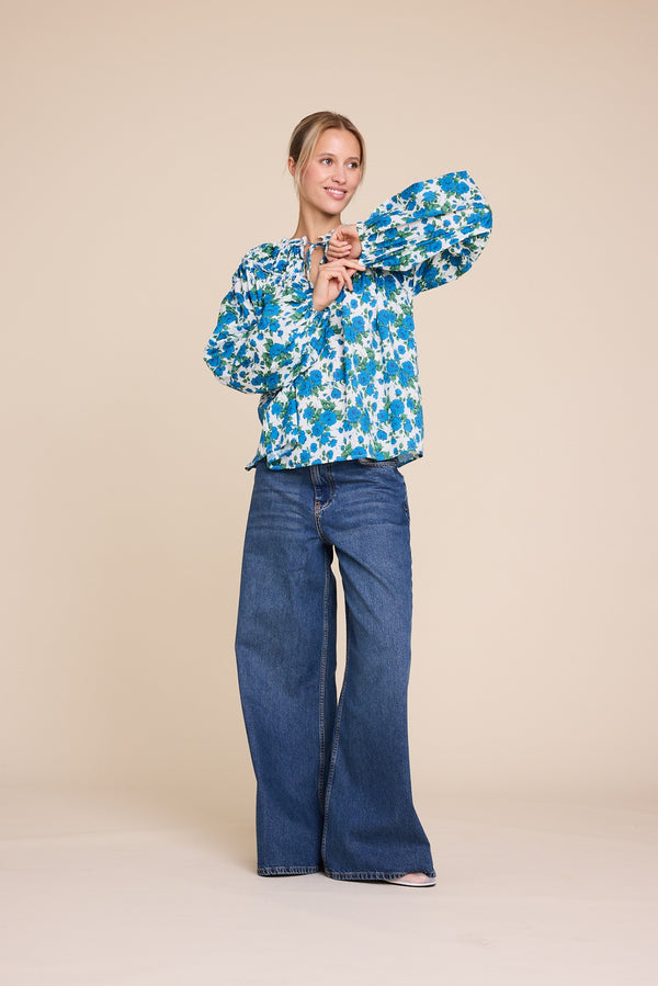 Line Of Oslo Mother Flower SS26 Blouse Blue 066