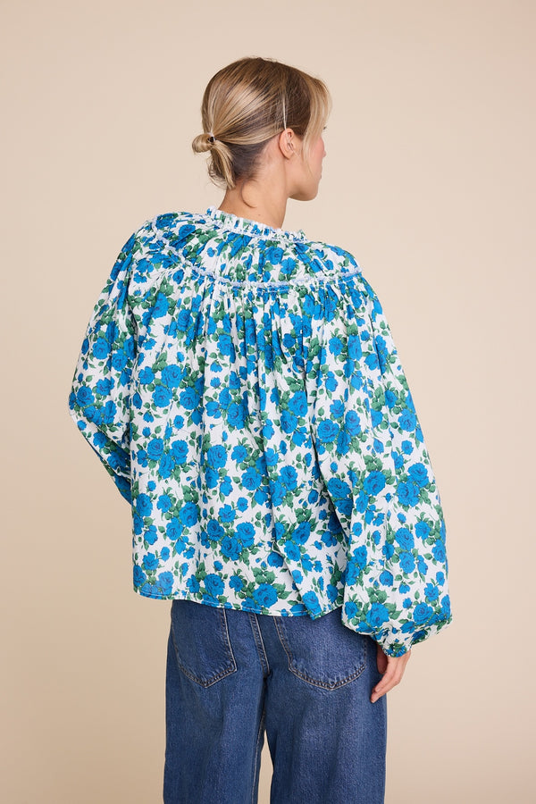 Line Of Oslo Mother Flower SS26 Blouse Blue 066