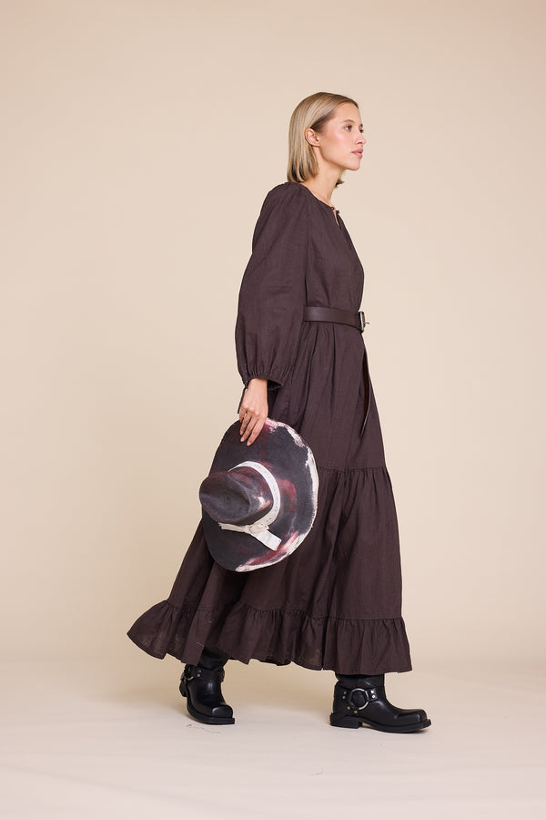 Line Of Oslo Muse Linen Dress Dress Dark brown 064