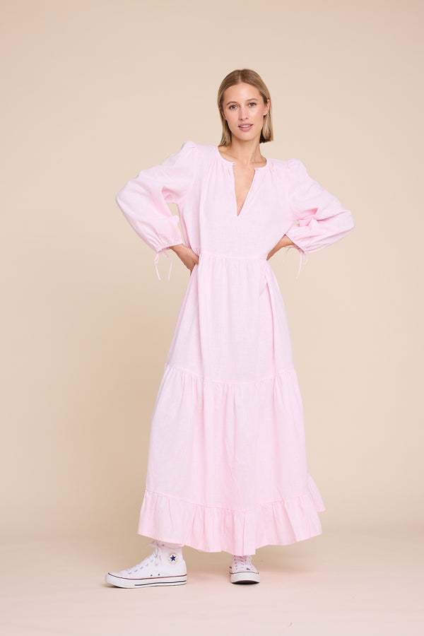 Line Of Oslo Muse Linen Dress Dress Pink 002