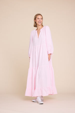 Line Of Oslo Muse Linen Dress Dress Pink 002