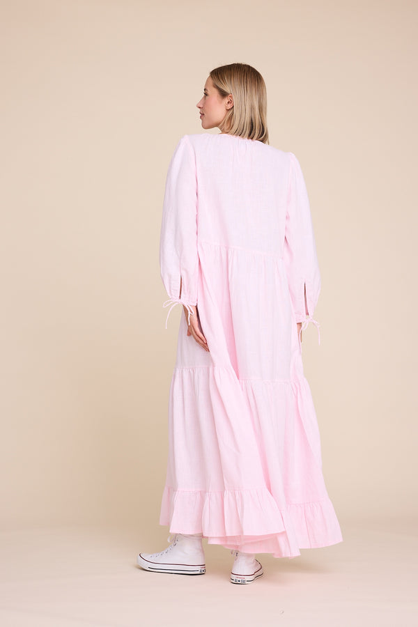 Line Of Oslo Muse Linen Dress Dress Pink 002